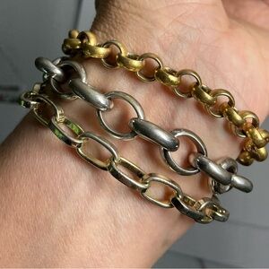 Authentic Kendra Scott Gold and Silver Chain Link Bracelet Set